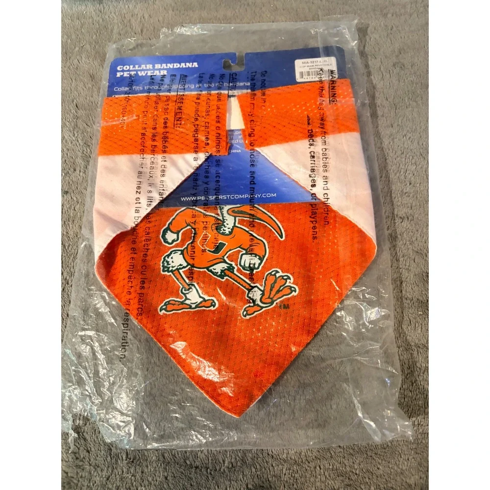 Pets First Miami Hurricanes Reversible Pet Bandana Collar Large XL NCAA MIA-3217